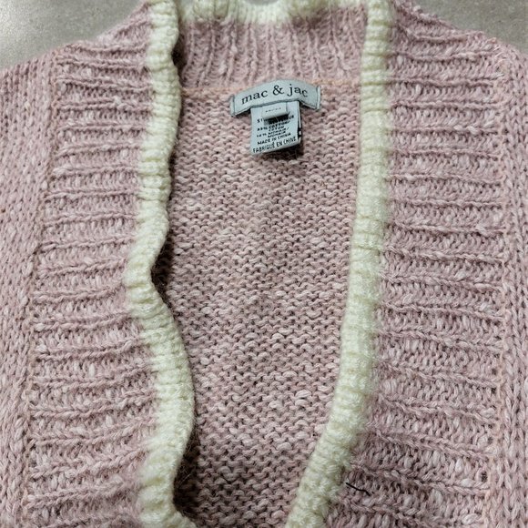 Mac & Jac  Acrylic/Cotton/Mohair Sweater - Light Pink/White - Size Medium - Picture 11 of 11